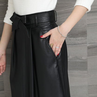 Spring Women's Haining Leather Half-Length Leather Skirt