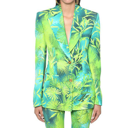 Leaf print casual blazer