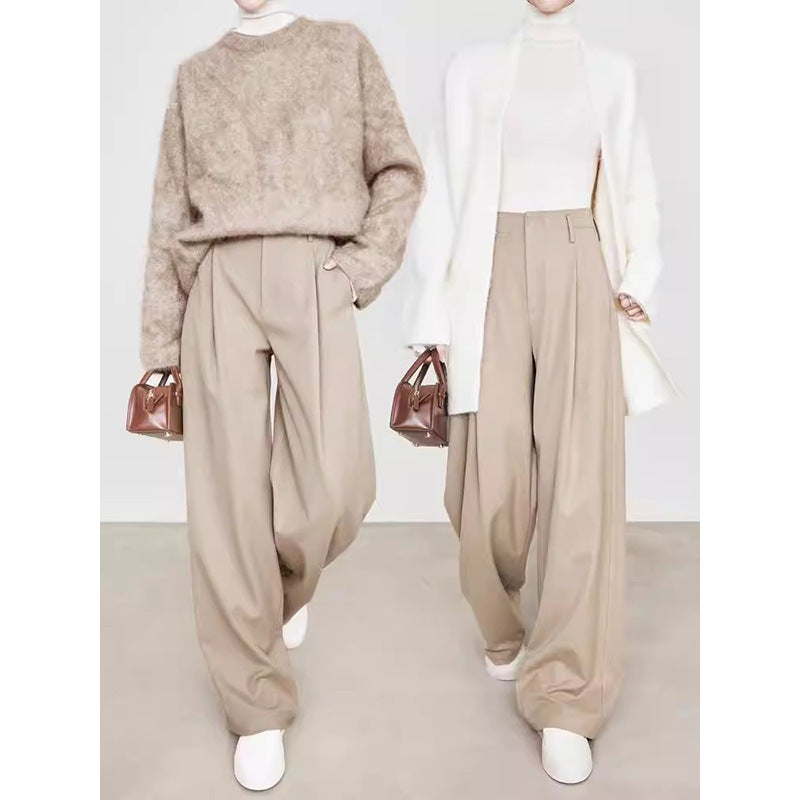 Draped Suit Pants Maillard Wide-leg Pants