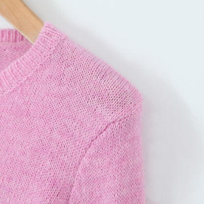 Short Knitted Cardigan Cuff Fur Slim Fit Patchwork Button Top Sweater