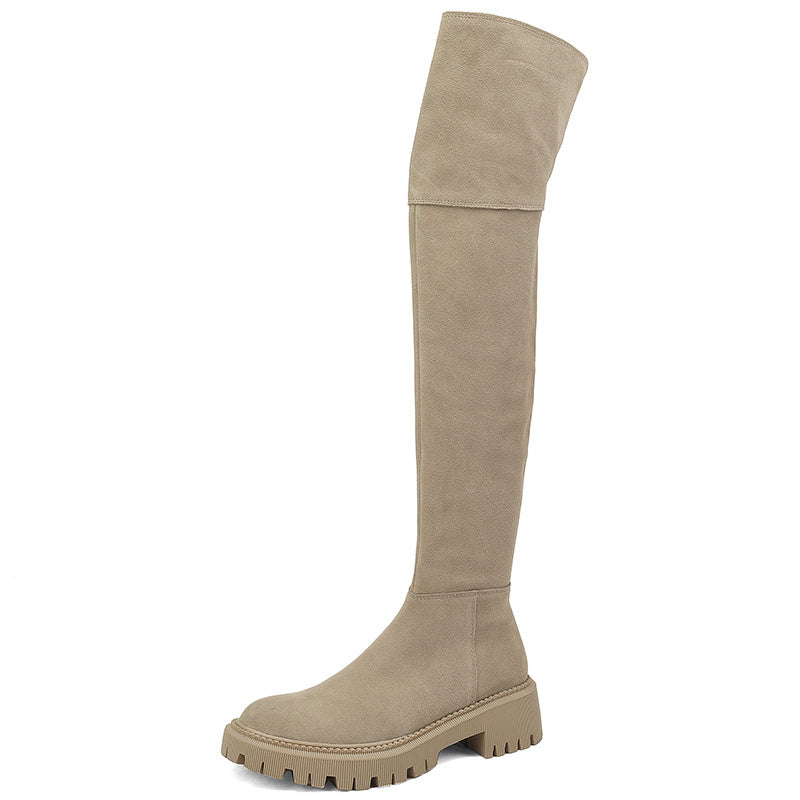 Women With Genuine Leather Frosted Over The Knee Boots