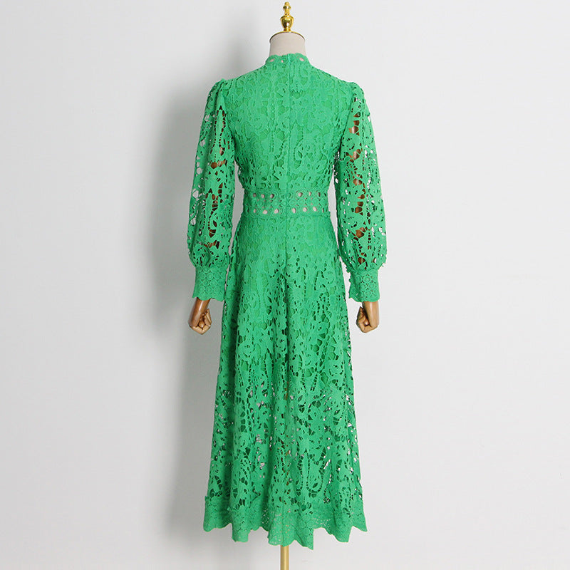 Women's Fashion Vintage Heavy Embroidery Hollow Hem Dress