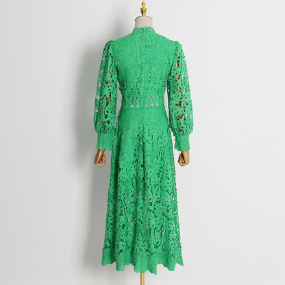 Women's Fashion Vintage Heavy Embroidery Hollow Hem Dress