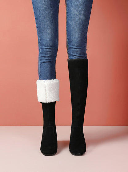 But Knee High Boots Stretch Plus Fleece Mid-heel