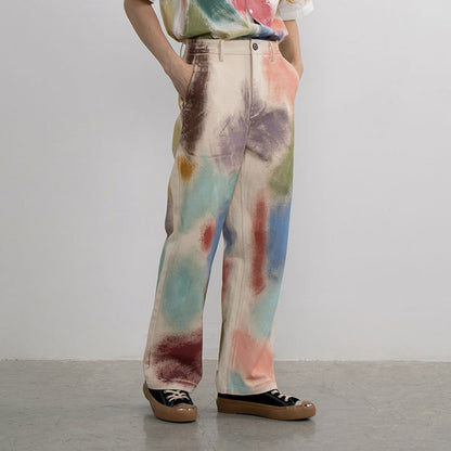 Ladies Fashion Straight Loose Hand Painted Painted Trousers