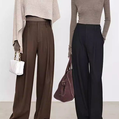 Draped Suit Pants Maillard Wide-leg Pants