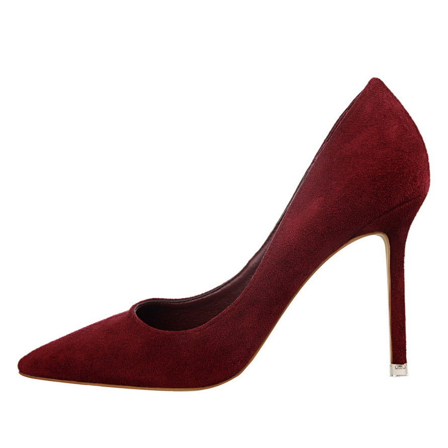 Suede stiletto party pointy heels