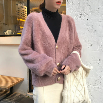 New Style Mink Down Women's Coat Knitted Cardigan