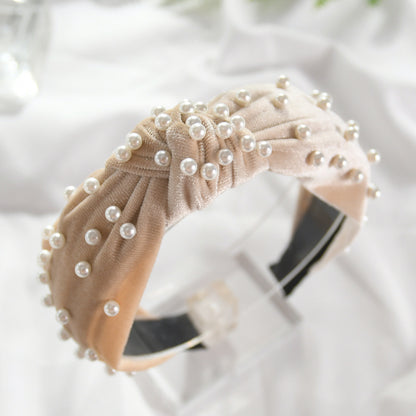 Nail Pearl Velvet Knot Hair Hoop