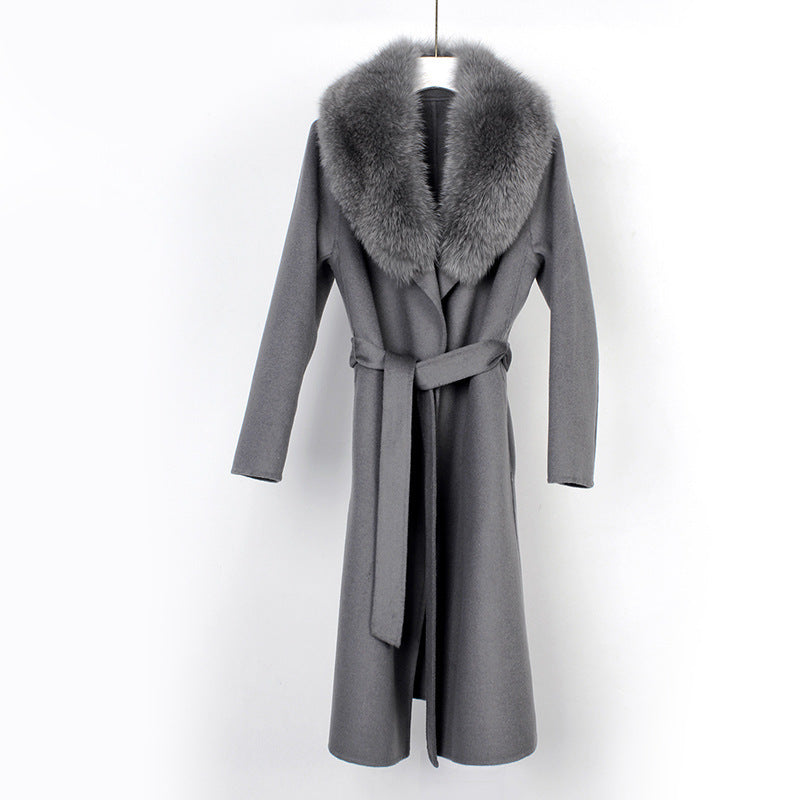 Autumn And Winter New Wool Overcoat Double-faced Woolen Goods Long Belt Slim Fit