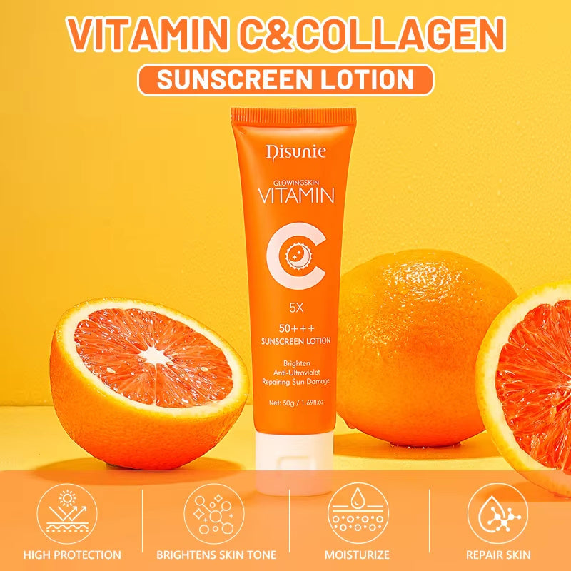 Sunscreen Cream Spf 50 & Vitamin C Collagen Moisturizer Brightening Lotion Korean Skin Care