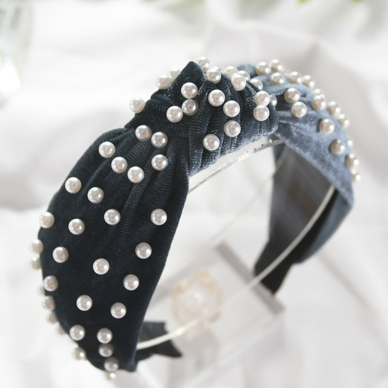 Nail Pearl Velvet Knot Hair Hoop