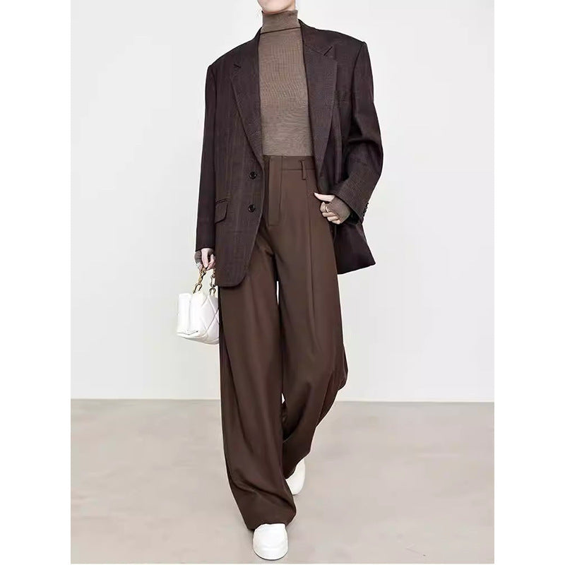 Draped Suit Pants Maillard Wide-leg Pants