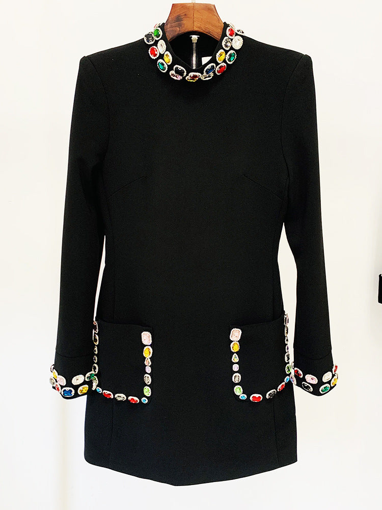 Gemstone Diamond Long Sleeve Dress