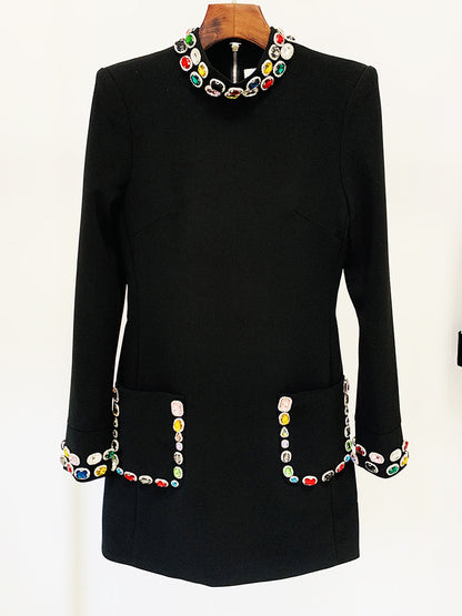 Gemstone Diamond Long Sleeve Dress