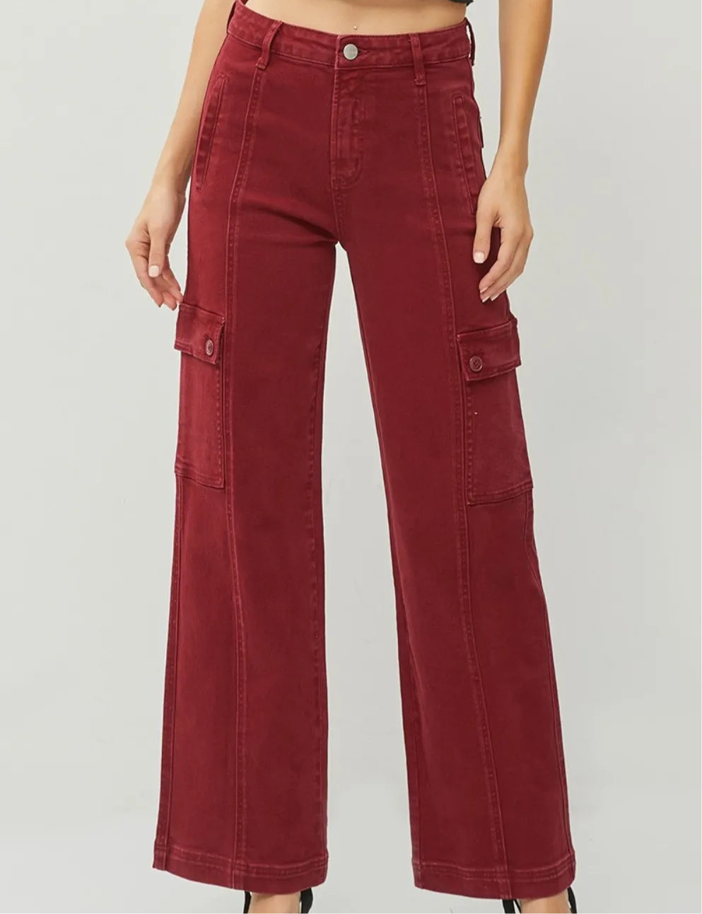 RISEN Full Size High Rise Wide Leg Cargo Jeans