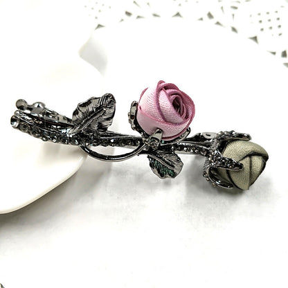 Creative Alloy Rose Rhinestone Hair Clip