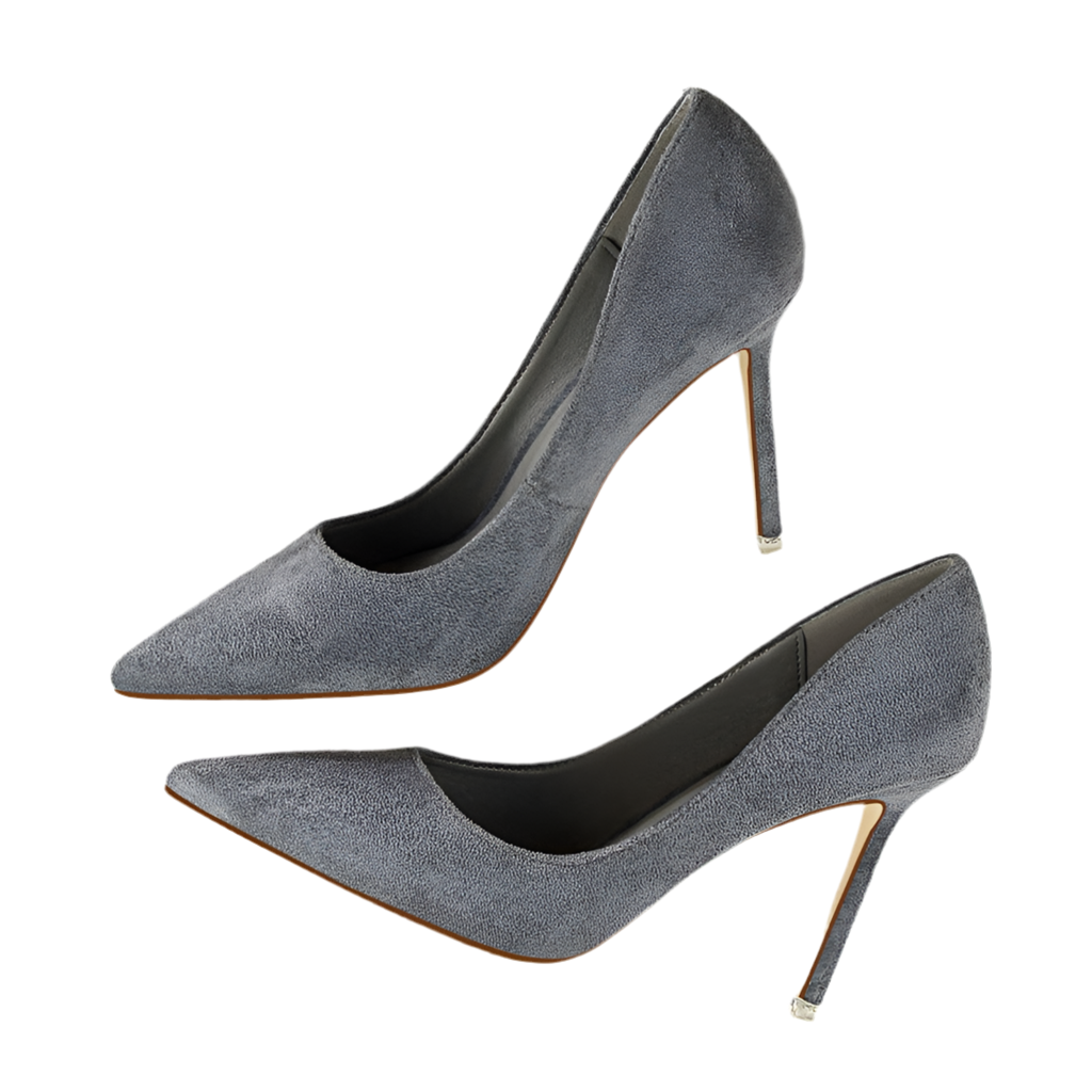 Shallow pointed suede high heels