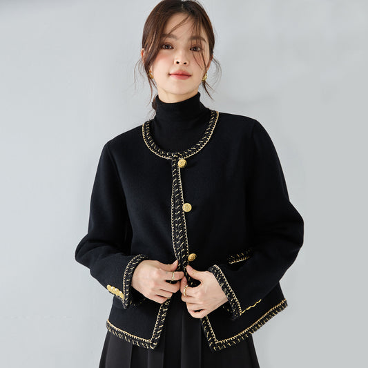Woven Chain Classic Style Double-faced Woolen Goods Coat