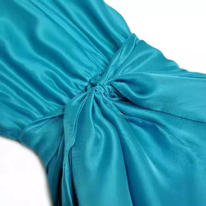Elegant French Style Tied Large Swing Waist-tight Chiffon Dress