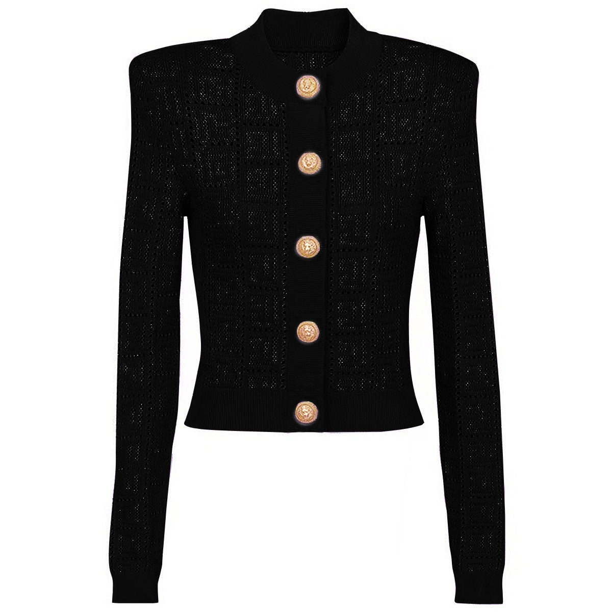Long Sleeve Round Neck Hollow Out Knitwear Dress Vest
