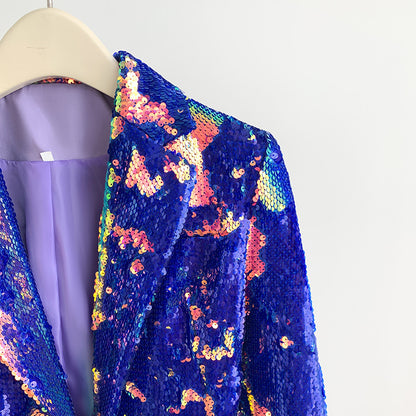 Sequin Color Change Casual Suit Coat