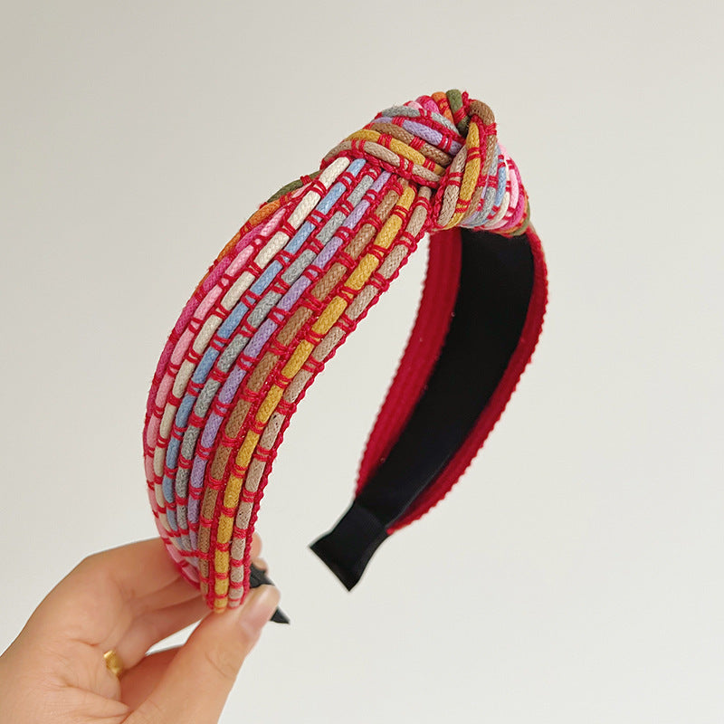 Hair Band Headband Hairpin Rainbow Rope Woven Wide Brim Hair Band Headdress