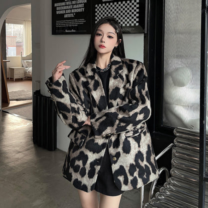 Fashion Personality Leopard Print Thick Wool Women