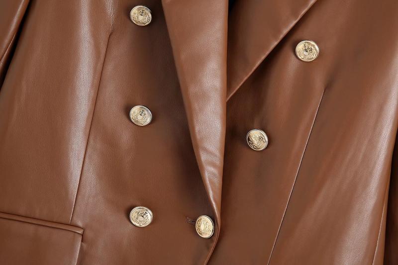 Women's Simple French Faux Leather Blazer