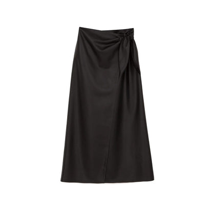 PU leather A-line skirt skirt