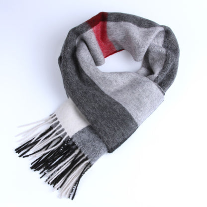 Pure Wool Scarf Women's Plaid Warm And Versatile