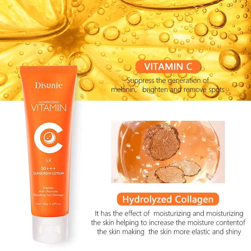 Sunscreen Cream Spf 50 & Vitamin C Collagen Moisturizer Brightening Lotion Korean Skin Care