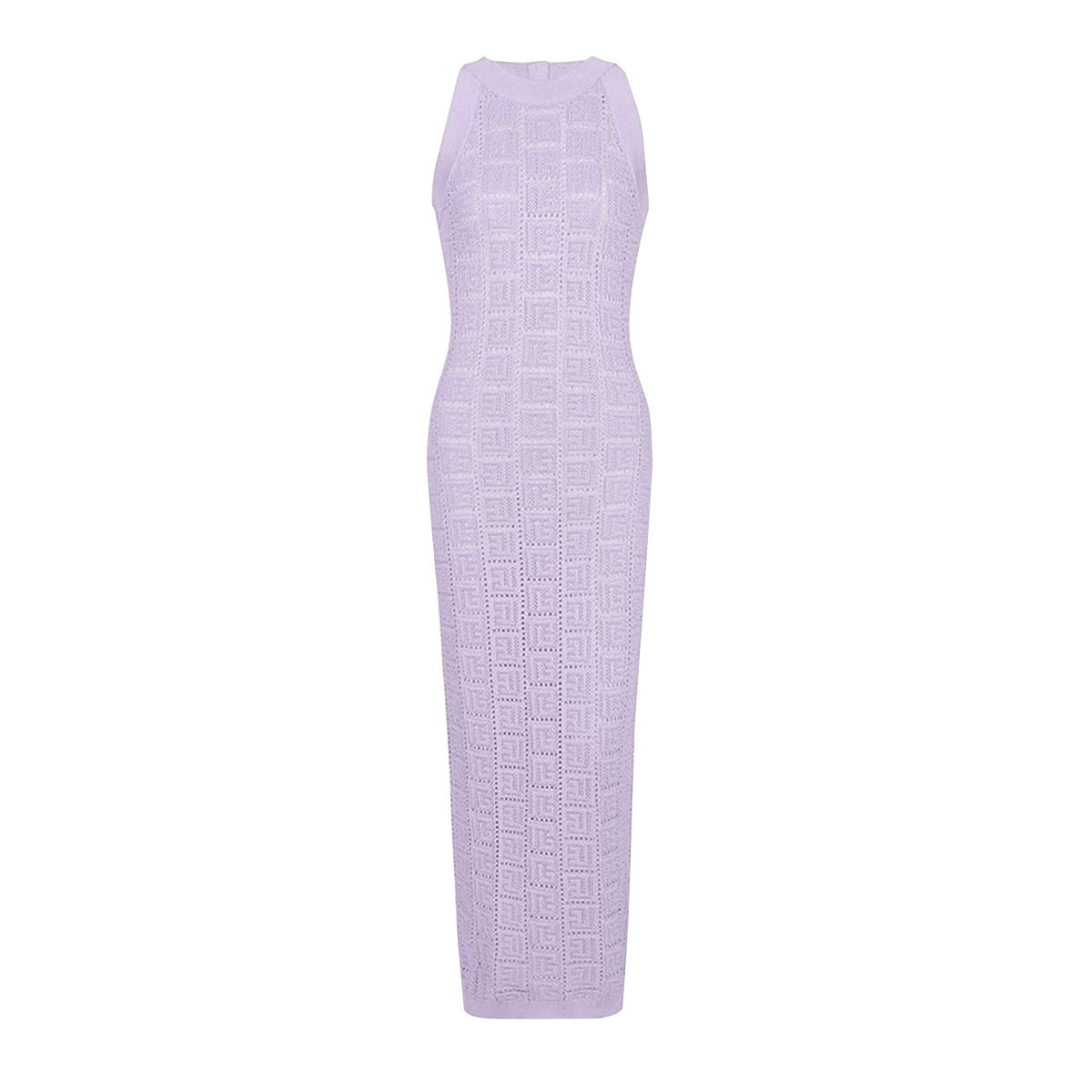 Long Sleeve Round Neck Hollow Out Knitwear Dress Vest