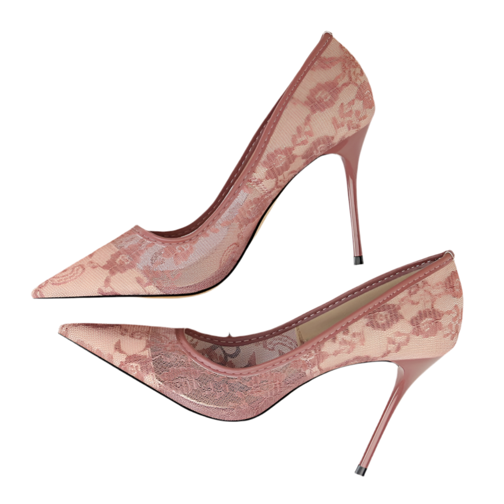 Pointed toe mesh hollow lace shoes
