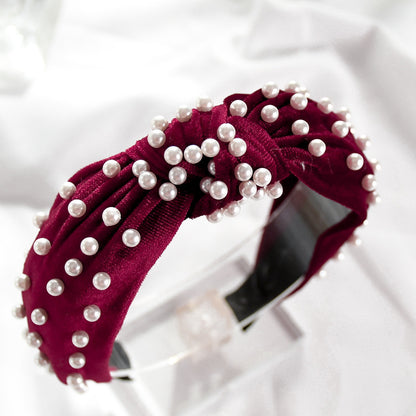 Nail Pearl Velvet Knot Hair Hoop