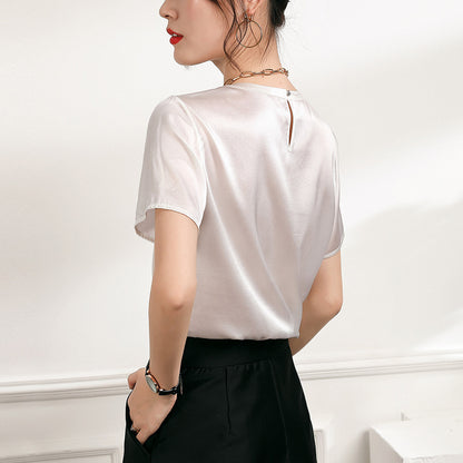 Pure Color European Goods Blouse Silk Shirt