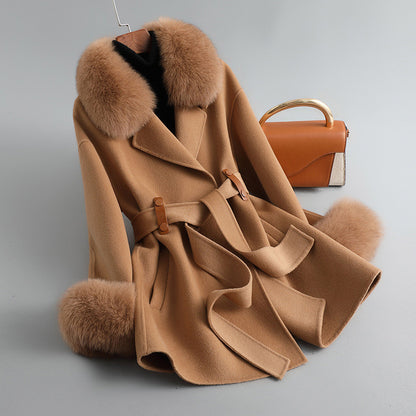 Women's Fox Fur Collar High Rui Double-sided Cashmere Coat