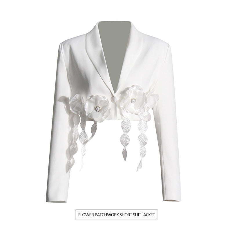 High-Grade Three-dimensional Flower Stitching Fashionable Jacket