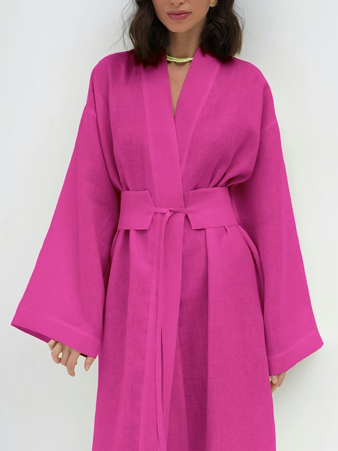 Women's Retro Fashion Cotton And Linen Long-sleeved Dress