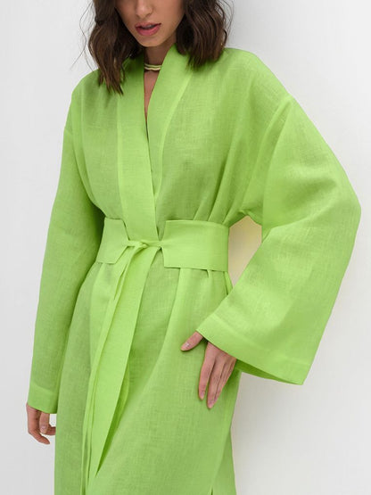 Women's Retro Fashion Cotton And Linen Long-sleeved Dress