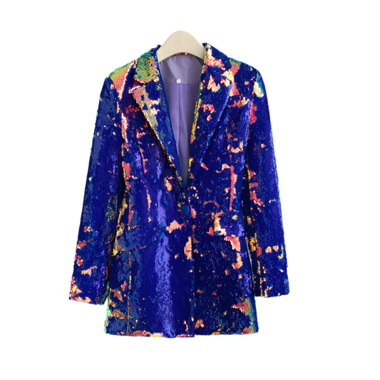 Sequin Color Change Casual Suit Coat