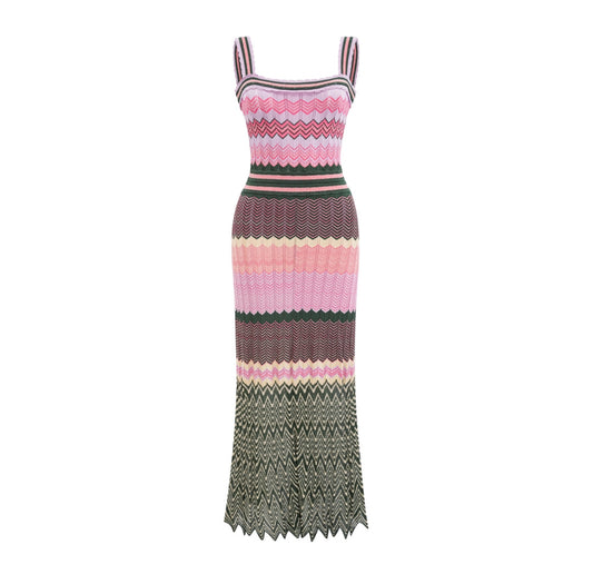 Women's Fashion Printing Contrasting-color Dress