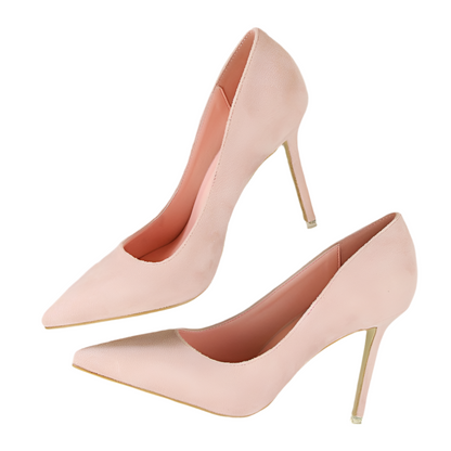 Shallow pointed suede high heels