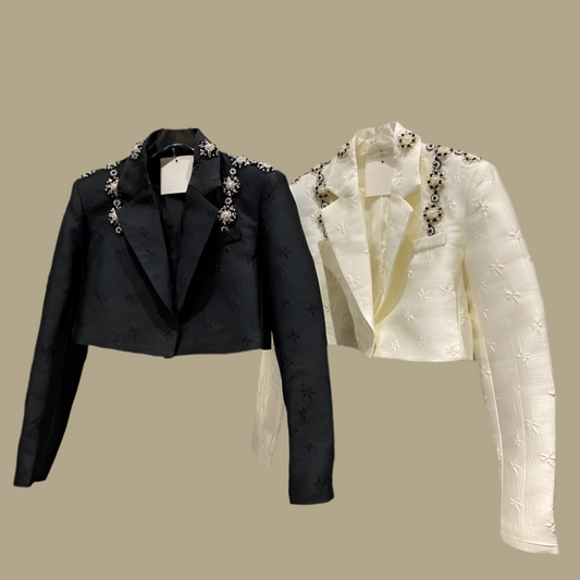 Short Small Suit Jacket Women Beaded Slimming Blouse