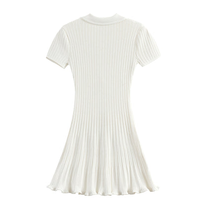 Classic White Classic Style Knitted Dress Waist Women's