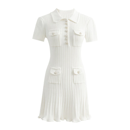 Classic White Classic Style Knitted Dress Waist Women's