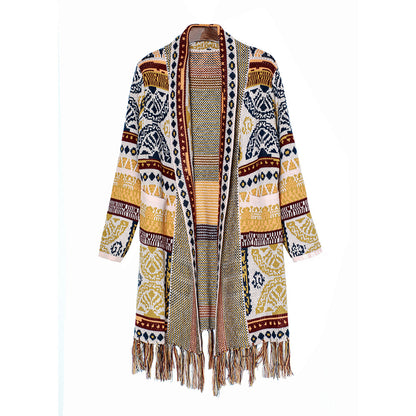Ladies Ethnic Vintage Fringe Cardigan Top