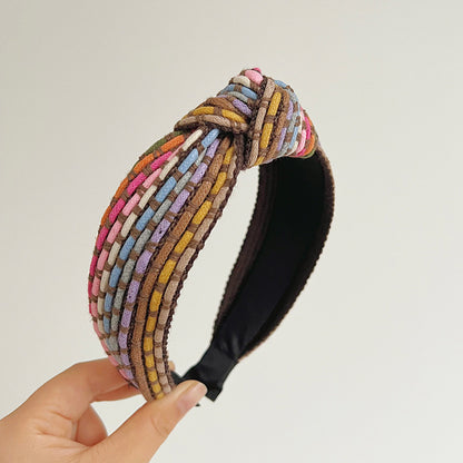 Hair Band Headband Hairpin Rainbow Rope Woven Wide Brim Hair Band Headdress