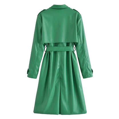 Loose Double Breasted Long Trench Coat French Women's Coat