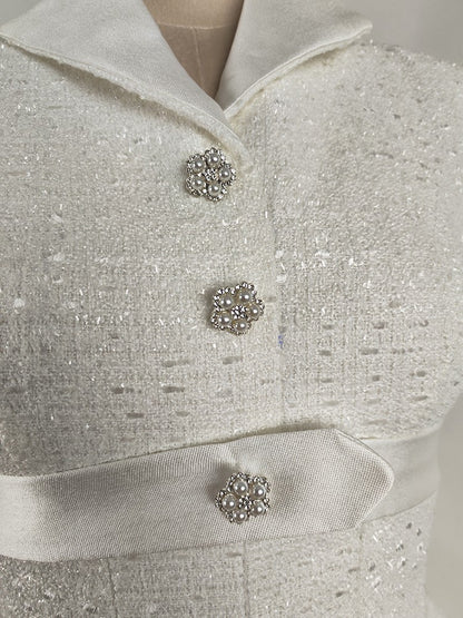 Elegant Lapel A- Style Hemline Niche White Short Sleeve